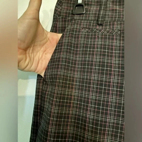 IZOD XFG Stretch golf black pink white plaid pants 5 pocket stretch snap and zip - Picture 5 of 8